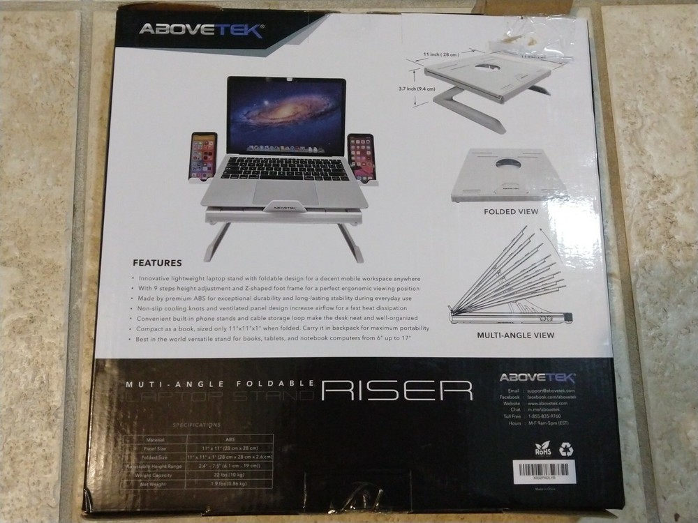 Adjustable 9-Position Laptop Stand Foldable to 11x11x1 Inches  