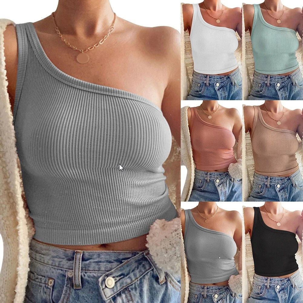 Femme Haut sans Bretelle C tel D contract Slim T Shirt Chemise Coton Mode Neuf
