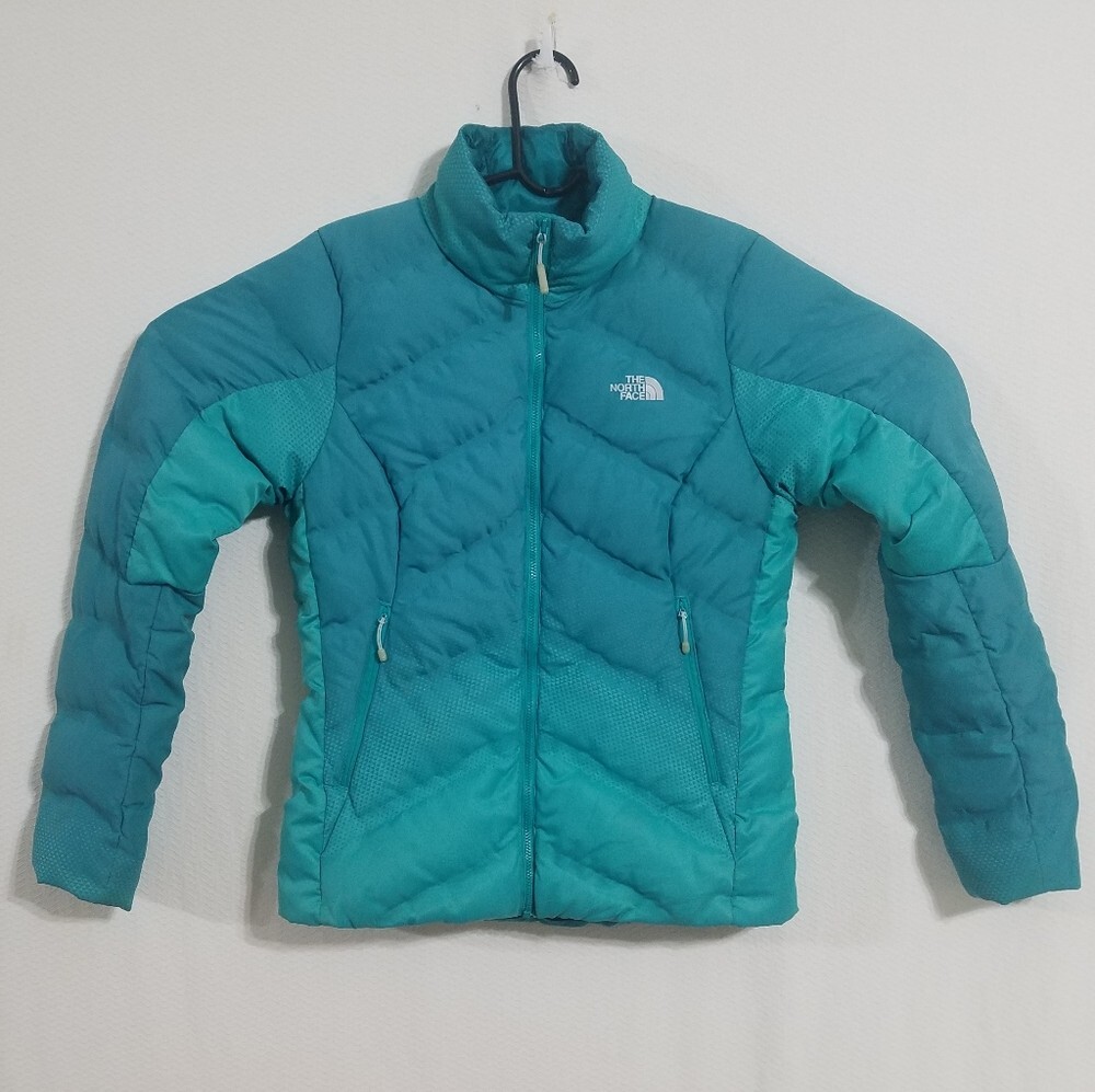 North Face Womens Small Blue 700 Down Jacket Coat Turquoise Winter