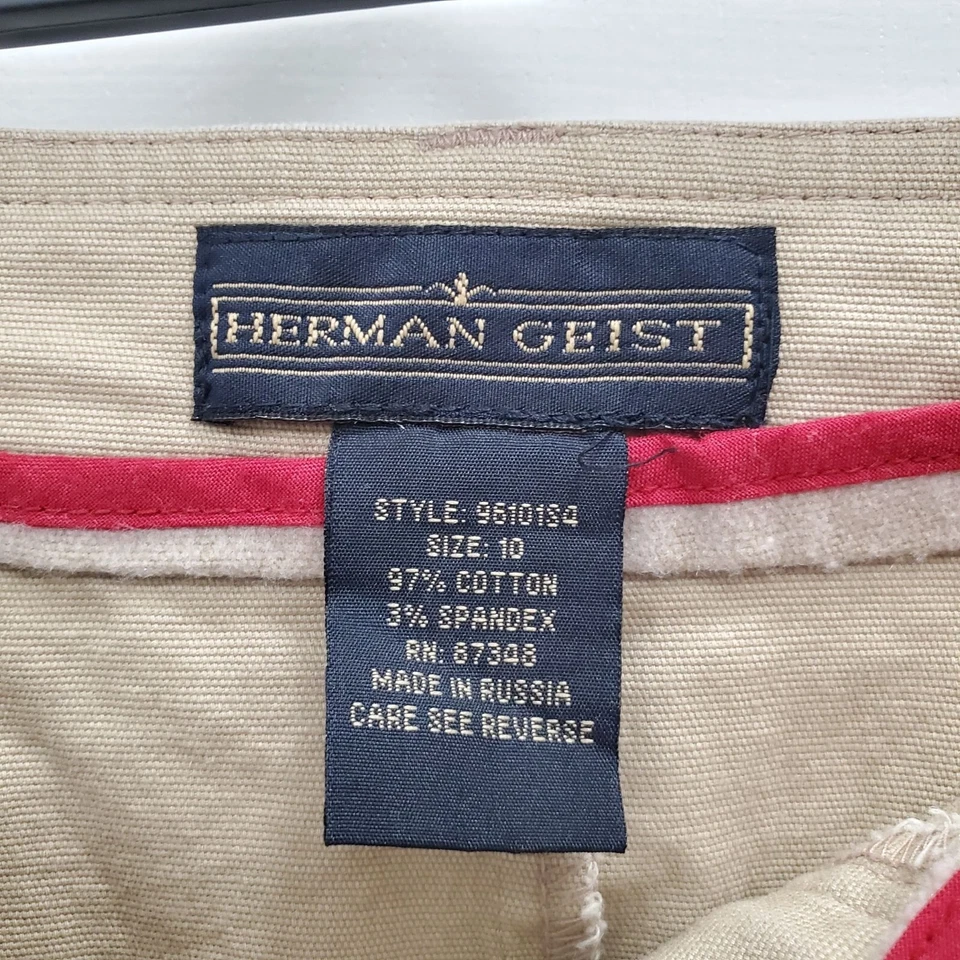 Falda de safari uniforme de 21" de algodón elástico caqui vintage para mujer Herman Geist talla 10 Foto 4 de 4