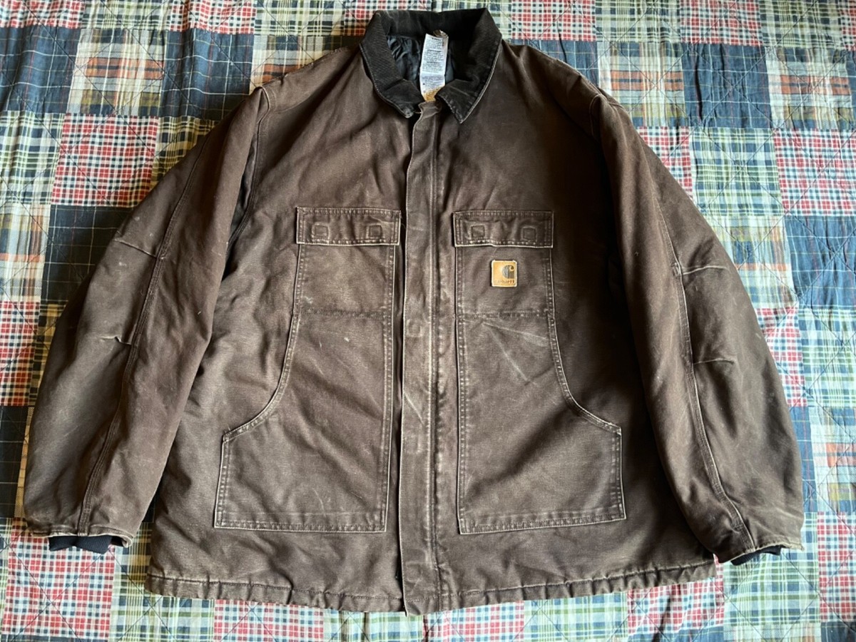 Carhartt Duck Sandstone Traditional Jacket C26 DBK Brown Men's Sz