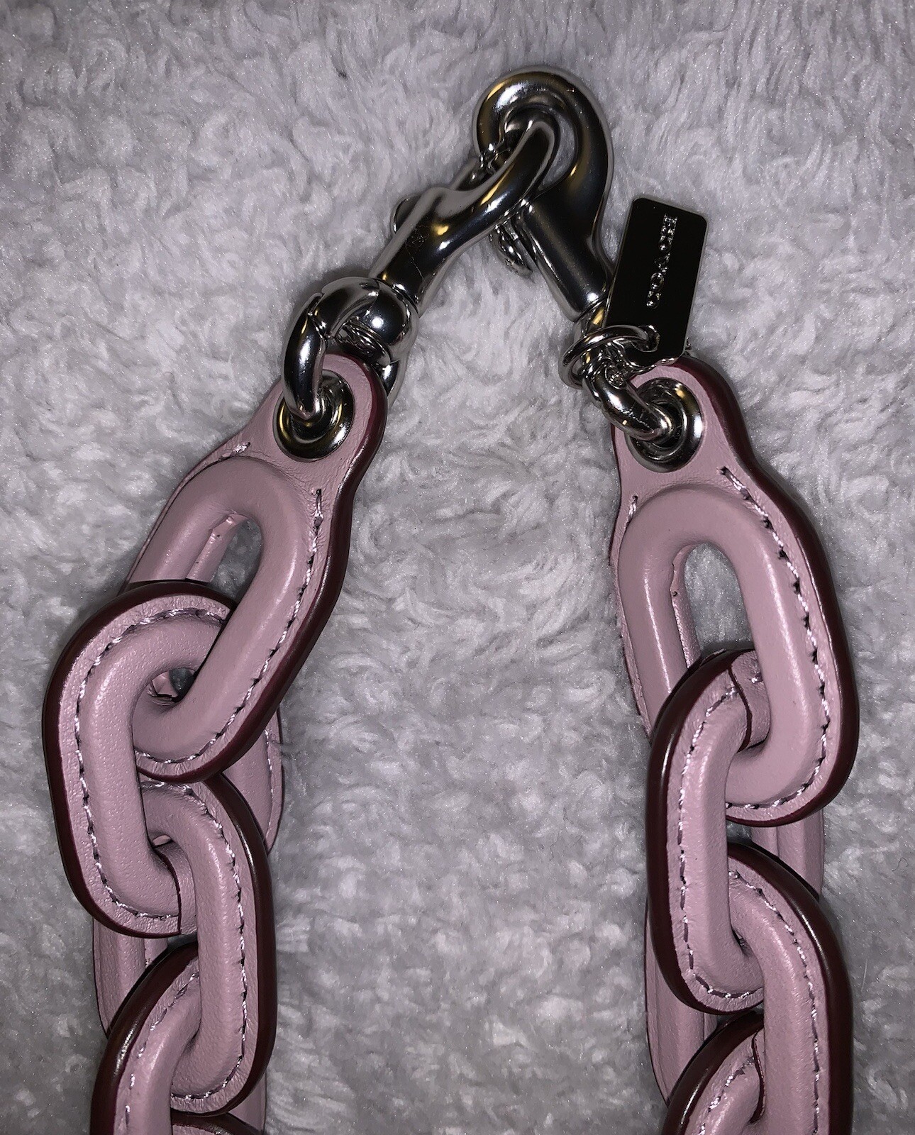 NWT Coach Leather Covered Short Chain Strap Silver / Faded Purple CA088 eBay