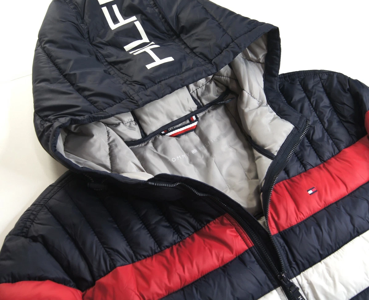 Tommy Hilfiger Men's Quilted Color Blocked Hooded Puffer Jacket