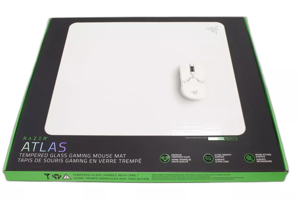  Razer Atlas Tempered Glass Gaming Mouse Mat: Ultra-Smooth  Micro-Etched Surface - Dirt and Scratch-Resistant - Anti-Slip Base - Quiet  Mouse Movements - Black : Video Games