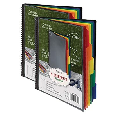 2 Pack,10 Pocket,Spiral Project Organizer with 5 Dividers,Customizable Cover