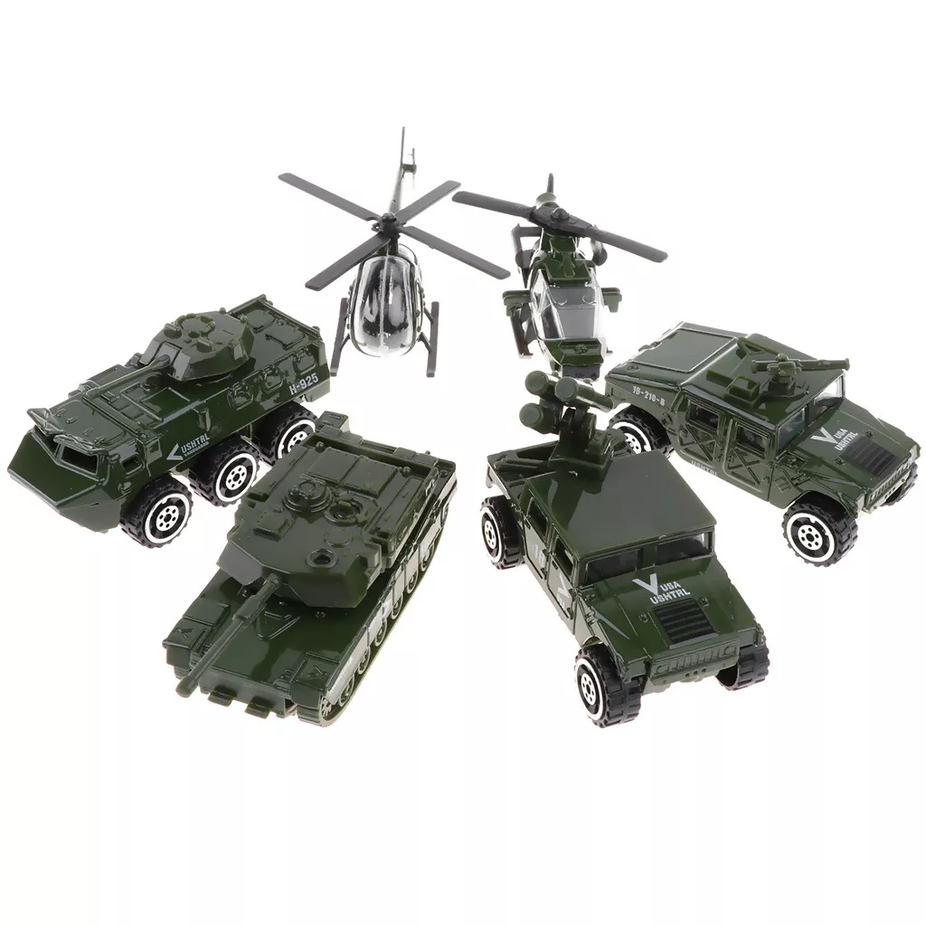 Kids Diecast Vehicles Army Toy 6 in 1 Assorted Car Model Kit Gift