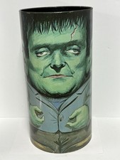 *RARE* Vintage 1960&rsquo;s Frankenstein Cheinco Metal Trash Can Universal Monster 16&rdquo;