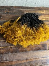 7pcs Afro Kinky Curly Clip-In Hair Extensions Ombre Black Gold Honey Blonde