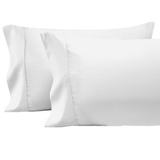 Pure 100% Cotton Pillow Cases Queen Size Set of 2 White, Luxurious 400 Thread...