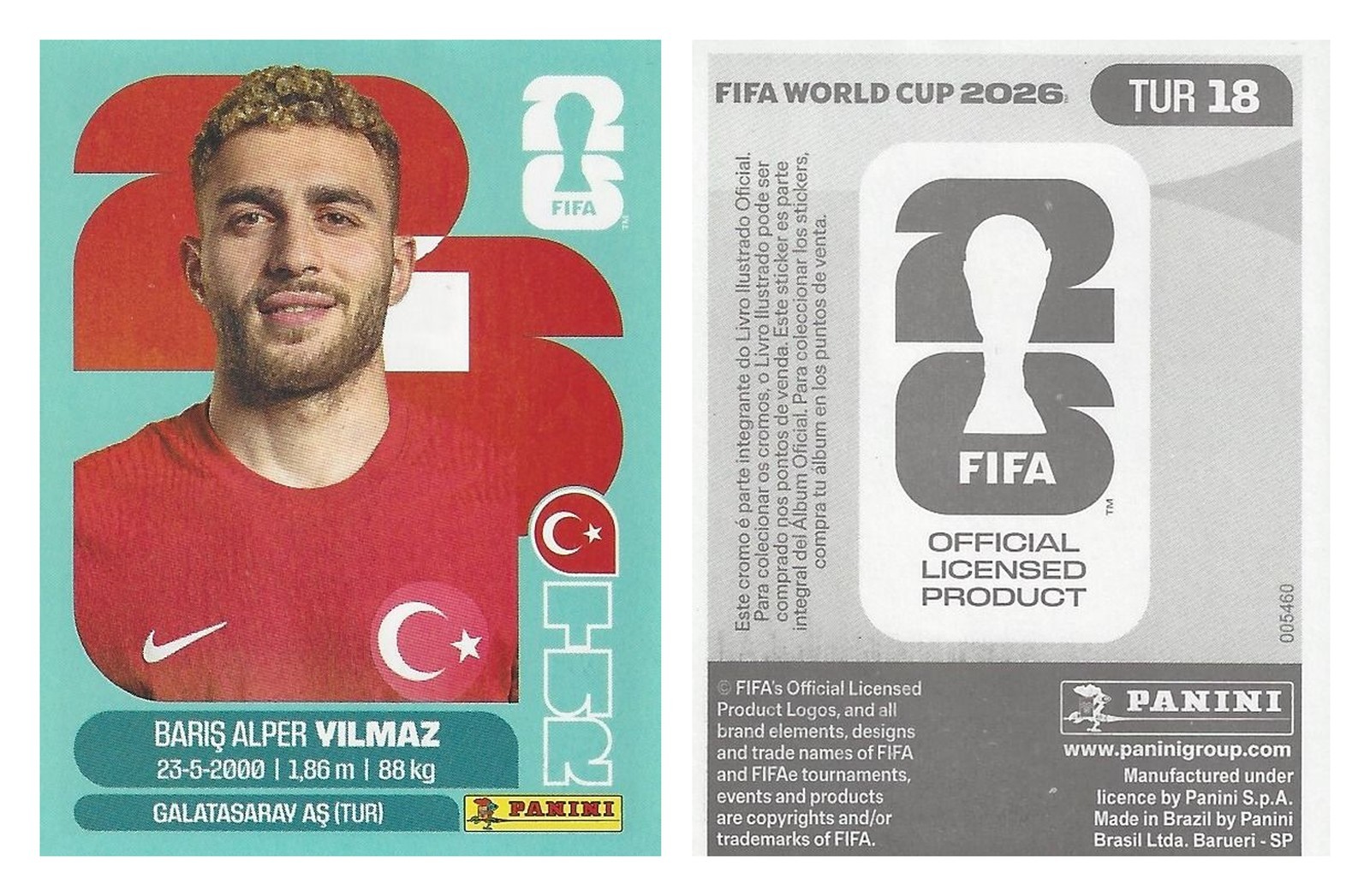 2026 Panini FIFA World Cup TUR18 Bariş Alper Yilmaz Türkiye Sticker, LATAM
