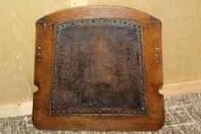 Antique Architectural Salvage Wood & Leather Chair Seat