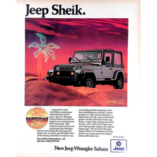 1988 Jeep Car Print Ad Wrangler Sahara Edition Jeep Shiek 9.5x11.5