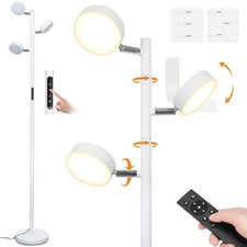 White Floor Lamp with Remote Tall Standing Lamps 30W Tree Floor Lamp with 3 A...