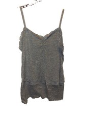 White House Black Market Gray Lace Trim Camisole Adjustable Straps Women XL