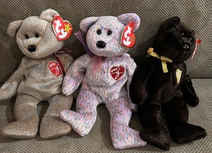 Lot of 3 Ty Beanie Babies Signature Teddy Bears Heart Tags 1999 2001 2003  2