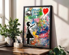 Banksy Balloon Girl Canvas Print, Modern Abstract Wall Art, Graffiti Art, Street