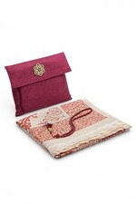 ihvan online Muslim Prayer Rug with 99 Beads Tasbih & Regular Size, Burgundy