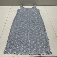 Alex Evenings Dress Womens 18W Blue Lace Sequin Sleeveless Sheath Cocktail