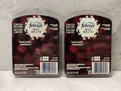 (2) Febreze Wax Melts Limited Edition Fresh-Twist Cranberry 6 Melts 2.75 oz Each