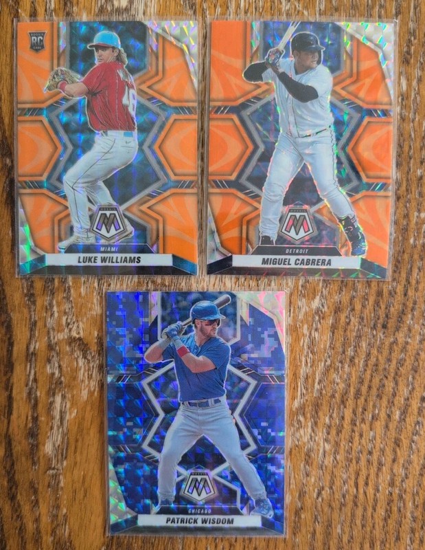 2022 Panini Mosaic Parallel Lot Orange Luke Williams Rookie,Cabrera, Blue Wisdom