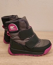 Sorel Toddler Whitney II Waterproof Winter Strap Boots Grey/Pink Girls Size 8