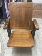 Antique Cast Iron And Wood Folding Theater Auditorium Stand Alone Seat Chair