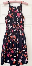 VINCE CAMUTO Bare Shoulder SCUBA FIT & FLARE DRESS Black /Floral , Sz 10 EXCELNT