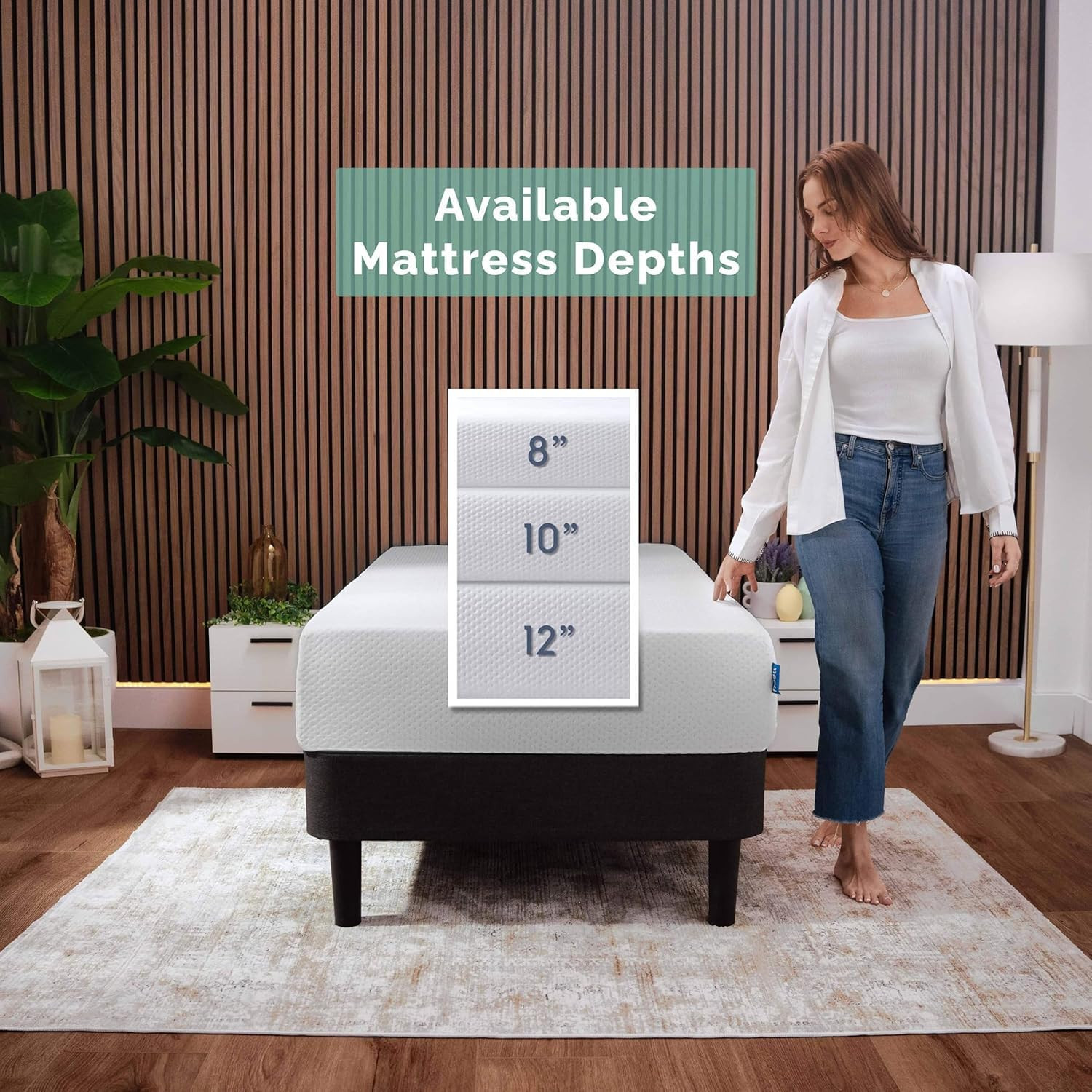 12" Green Tea Memory Foam Twin Mattress & 2 Soft Down Alternative Pillows