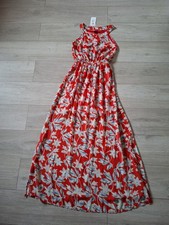 Tenki Red Floral Sheer Maxi Dress Wedding Evening Holiday RRP£30 BNWT UK8/10