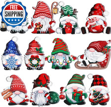 24 Pcs Christmas Gnome Wooden Ornaments Wood Hanging Christmas Tree Decorations