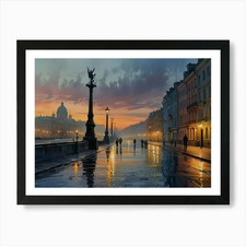 Rainy Day In St Petersburg Art Prin Framed Wall Art Poster Canvas Print Picture