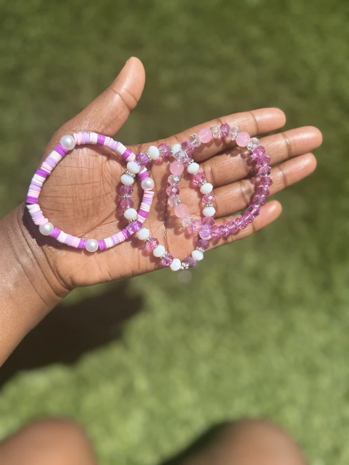 8-9毫米手工女式串珠手链弹力丙烯酸玻璃粘土珠套装 — 第 4/4 张图片