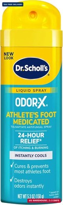 Dr. Scholl's ODOR-X ATHLETE'S FOOT MEDICATED LIQUID SPRAY, 5.3 oz // 24-Hour Rel