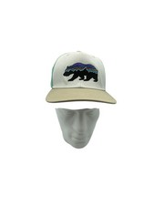 Patagonia Fitz Roy Bear Hat Cap Snap Back Mens White Green Trucker Mesh Outdoors