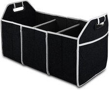 Foldable Car Trunk Organizer Storage Bag 3 Compartments SUV Truck Black