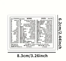 Reference Keyboard Shortcut Word Excel Shortcut Sticker Laptop computer