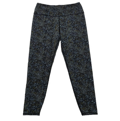 J. Jull Fit Breath Yoga Leggings Womens L Navy Blue Paisley Cotton Spandex