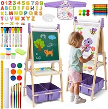 3-In-1 Kids Art Easel Set, Height Adjustable Magnetic Whiteboard  Chalkboard wi