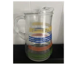 Anchor Hocking Rainbow Stripe Fiesta Vintage Glass Pitcher Primary Color