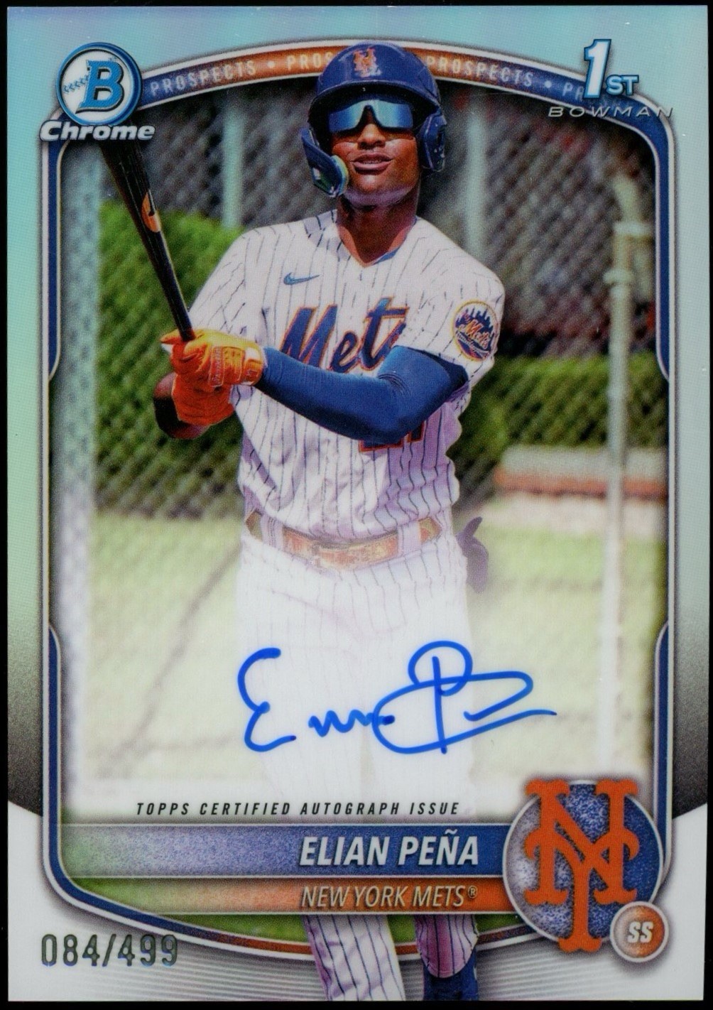 ELIAN PENA 2025 BOWMAN CHROME 1ST AUTOGRAPH REFRACTOR AUTO /499 NY METS