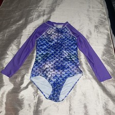 Swimwear Girl Mermaid  Scale , Raglan Long Sleeve Swimsuit with Zipper 13/14