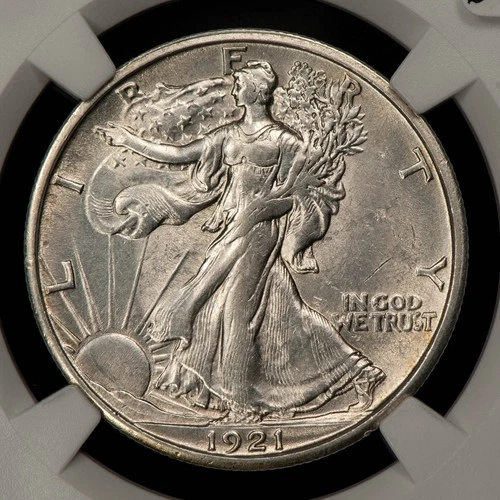 1921-D 50c Walking Liberty Silver Half Dollar - PQ Key Date- NGC AU 58 - B5261