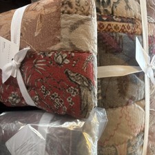 3 Pcs Set POTTERY BARN Valentina Rosewood QUILT SET Queen  2 EURO SHAMS New