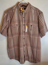 Carhartt Shirt Men's Large Button Up Loose Brown Plaid Camping Work New