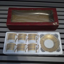 Espresso Plates & Cups White/Gold Colored Brand New Boxed Kitchenware Accessory 