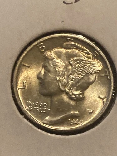 1944-D 10C FB Mercury Dime, Silver. Uncirculated Full Bands