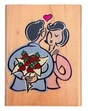 Couple Hug Kiss Portrait Special Occasion Valentine s Day Wood Rubber Stamp
