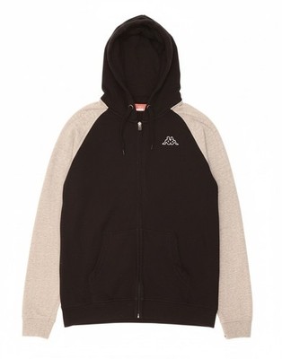 KAPPA Mens Zip Hoodie Sweater Large Black Colourblock Cotton AN10
