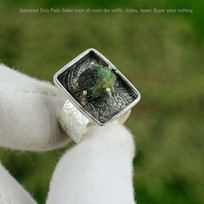 Christmas Deal Natural Apatite Rough Wedding Stackable Ring 925 Sterling Silver