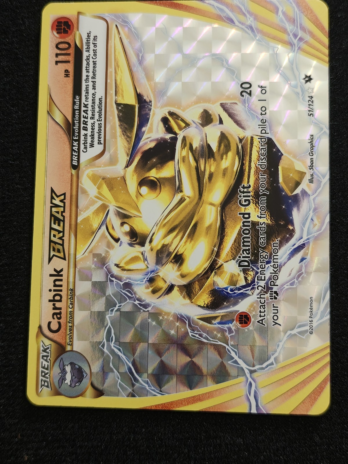 The Pokémon Company Carbink BREAK 51/124 Fates Collide Holo Rare 110HP Diamond …